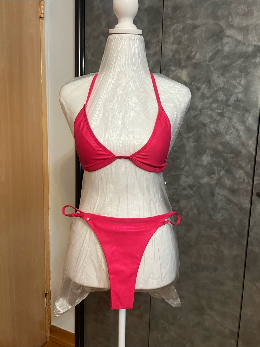Women's Pink Halter Bikini Set - Classic Two-Piece Swimwear